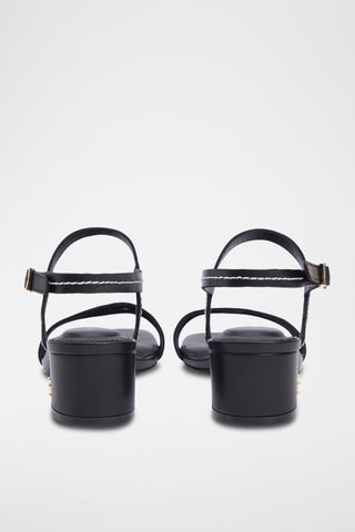 Sandales à talons en cuir - Noir