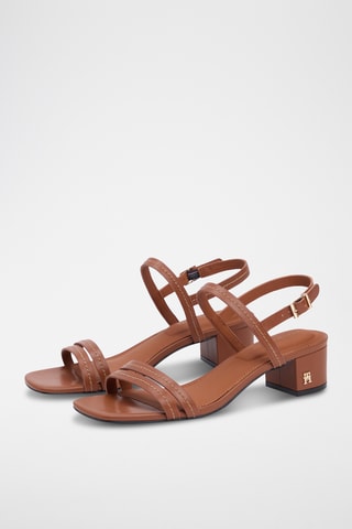 Sandales à talons en cuir - Marron