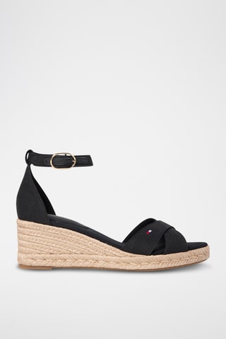 Sandales compensées en chanvre - Noir