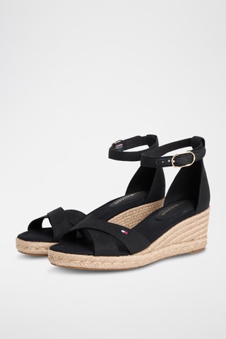 Sandales compensées en chanvre - Noir