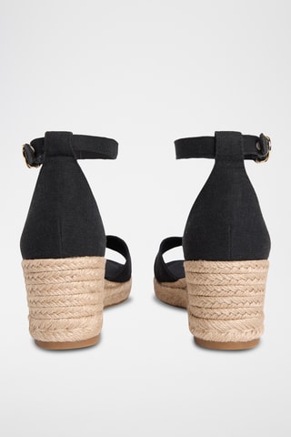 Sandales compensées en chanvre - Noir
