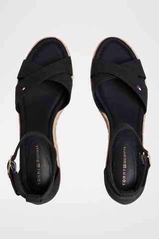 Sandales compensées en chanvre - Noir