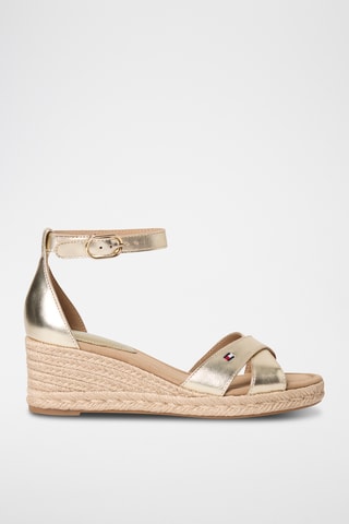 Sandales compensées en cuir de mouton - Doré