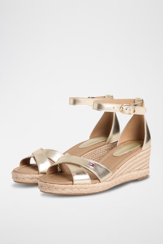 Sandales compensées en cuir de mouton - Doré
