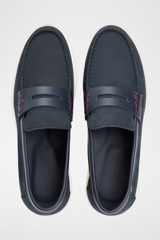 Mocassins en nubuck - Bleu marine