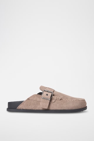 Mules en nubuck - Marron clair