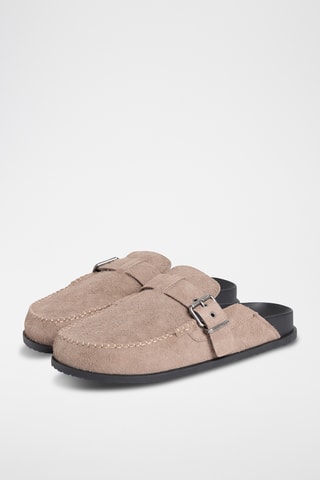 Mules en nubuck - Marron clair