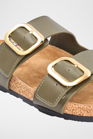 Mules en cuir nappa - Vert olive