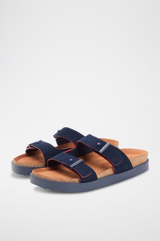 Mules en nubuck - Bleu marine
