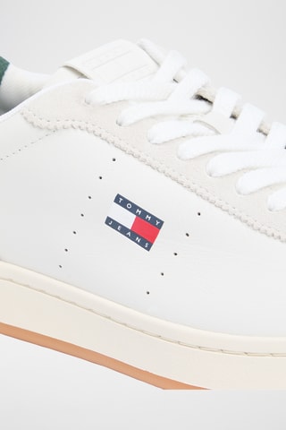 Baskets en cuir - Blanc et vert clair
