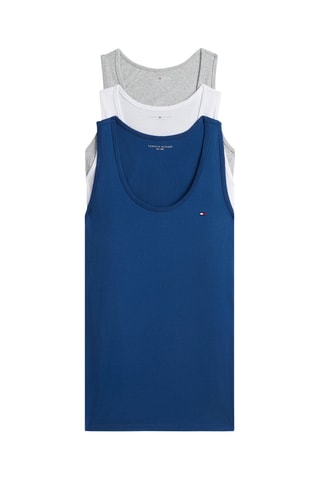 3 débardeurs - Bleu, blanc et gris chiné