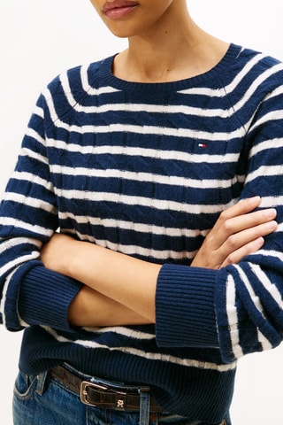 Pull relaxed en laine - Bleu marine