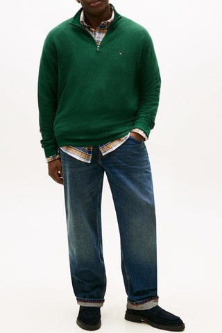Pull en coton biologique et laine - Vert foncé