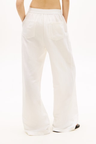Pantalon taille haute loose en lin - Blanc