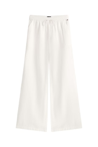 Pantalon taille haute loose en lin - Blanc