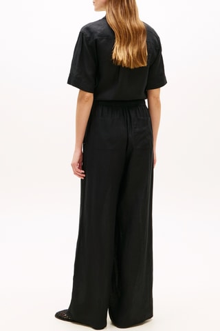 Pantalon relaxed wide legs en lin - Noir