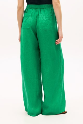 Pantalon relaxed wide legs en lin - Vert
