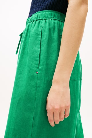 Pantalon relaxed wide legs en lin - Vert