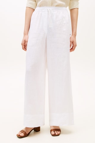Pantalon relaxed wide legs en lin - Blanc