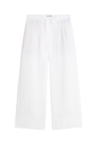 Pantalon relaxed wide legs en lin - Blanc
