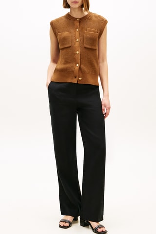Pantalon straight en lin - Noir