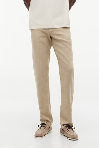 Chino straight en lin - Kaki