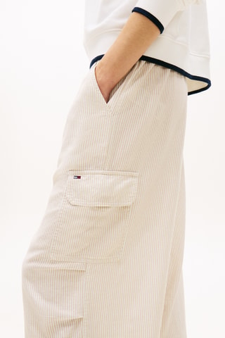 Pantalon cargo wide legs en lin - Beige