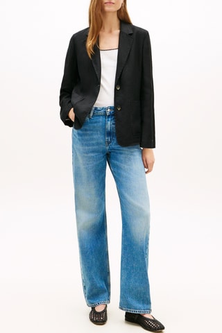 Veste en lin regular - Noir