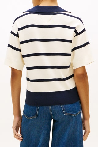 Top relaxed en coton biologique - Ecru et bleu marine