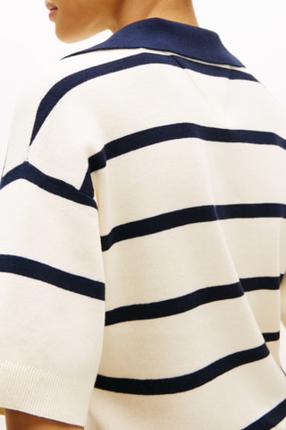 Top relaxed en coton biologique - Ecru et bleu marine