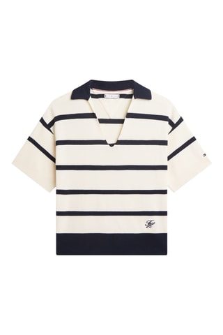 Top relaxed en coton biologique - Ecru et bleu marine