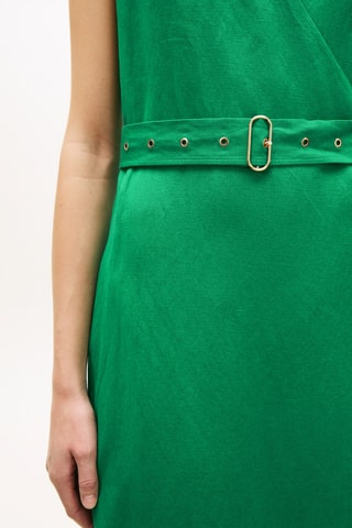 Robe portefeuille en lin - Vert