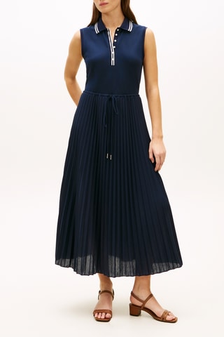 Robe plissée - Bleu marine