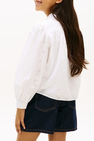 Chemisier regular en broderie anglaise - Blanc