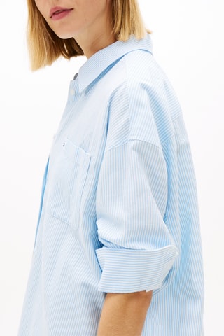 Robe chemise oversize en lin biologique - Ciel