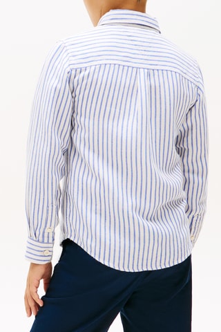 Chemise en lin - Bleu cobalt et blanc