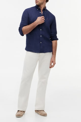 Chemise regular en lin - Bleu marine