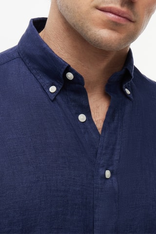 Chemise regular en lin - Bleu marine