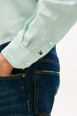 Chemise slim en lin - Vert d’eau