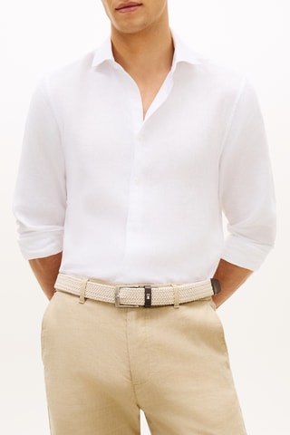 Chemise slim en lin - Blanc