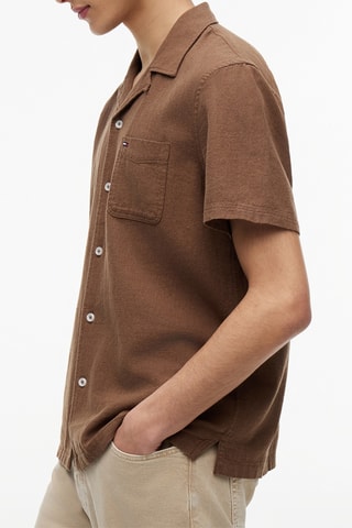 Chemise regular en lin - Marron