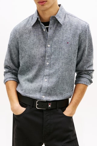 Chemise regular en lin - Bleu marine chiné