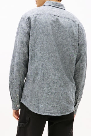 Chemise regular en lin - Bleu marine chiné