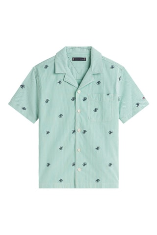 Chemise en coton biologique - Vert clair et blanc