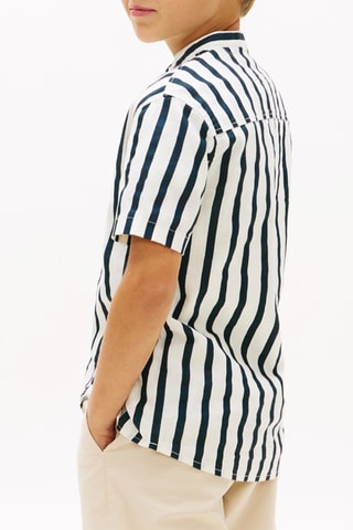 Chemise en lin - Bleu nuit et blanc