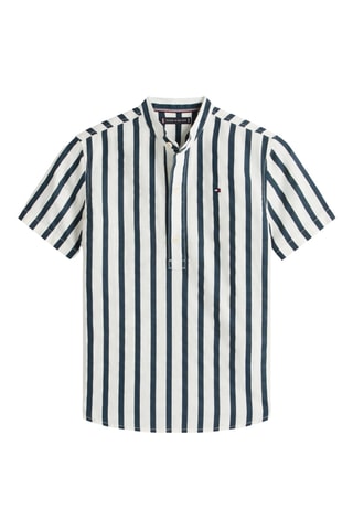 Chemise en lin - Bleu nuit et blanc