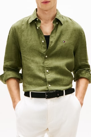 Camisa regular fit de lino - Caqui