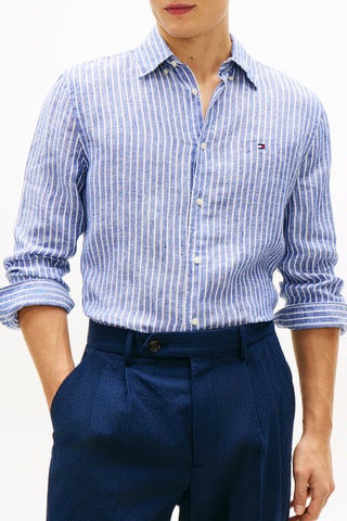 Chemise regular en lin - Bleu marine