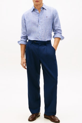 Chemise regular en lin - Bleu marine