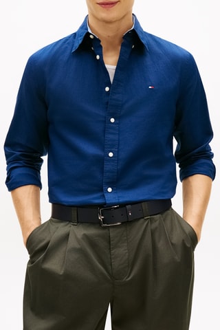 Chemise regular en lin - Bleu marine